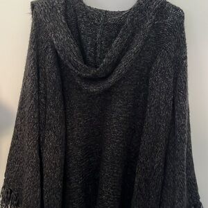 Nine West dark grey poncho sweater with hood